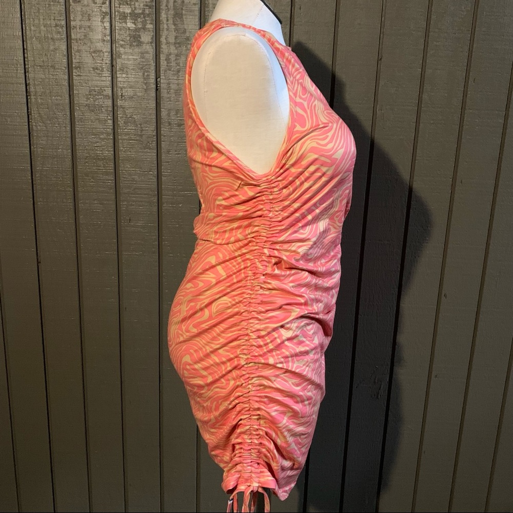 Shein Curve Orange Allover Print Drawstring Ruche… - image 2